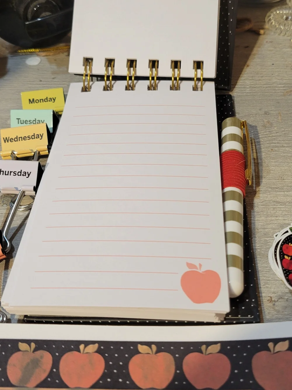 Best Teacher Ever Spiral Notebook - Black with Red Apple Design